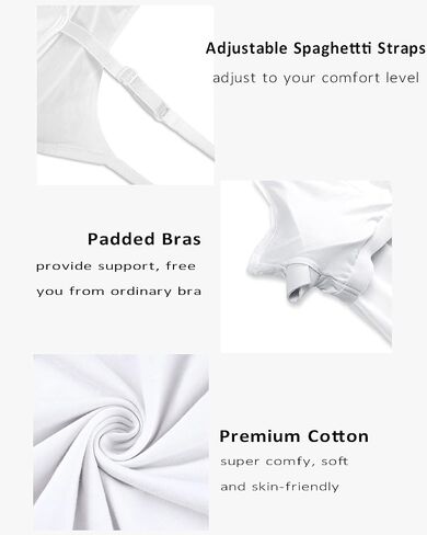 Pafnny Padded Bra Slip Dress for Women Cotton Summer Dress with Adjustable Spaghetti Straps in Saudi Arabia