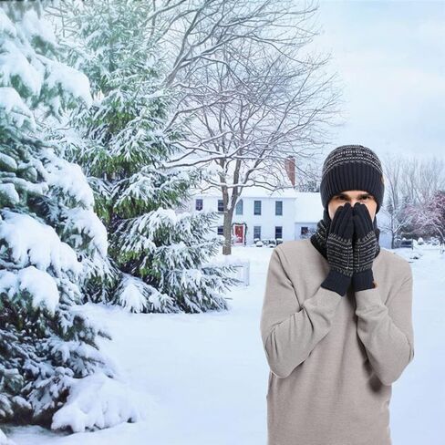 JTJFIT قبعة صغيرة متماسكة للشتاء وشاح وقفازات شاشة تعمل باللمس مجموعة لتدفئة الرقبة مع بطانة من الصوف المحبوك للرجال والنساء in Kuwait