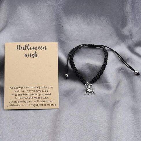 WSNANG Halloween Wish Bracelet Ghost Skeleton Bat Spider Witch Charm Wish Bracelet Halloween Party Favor Halloween Card Gift in Saudi Arabia