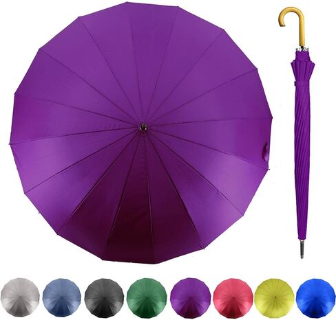 MRTLLOA 52 Inch Windproof Large Umbrellas for Rain, 16 Ribs, J Wooden Handle, 210T High-density Fabric Golf Stick Umbrella in Saudi Arabia