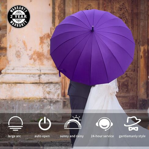 MRTLLOA 52 Inch Windproof Large Umbrellas for Rain, 16 Ribs, J Wooden Handle, 210T High-density Fabric Golf Stick Umbrella in Saudi Arabia