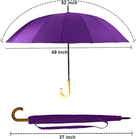MRTLLOA 52 Inch Windproof Large Umbrellas for Rain, 16 Ribs, J Wooden Handle, 210T High-density Fabric Golf Stick Umbrella in Saudi Arabia