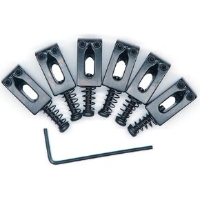 6Pcs Metal 10.5mm Guitar Tremolo Bridge Saddles for Fender Stratocaster Strat Telecaster Tele Electric Guitar (Black)