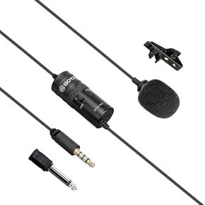 BOYA by-M1 Pro Omnidirectional Lavalier Microphone Clip-on Lapel Mic for iPhone Android & Windows Smartphones PC DSLR Cameras Audio Recorders, YouTube, Interview, Studio, Video Recording 19.6ft