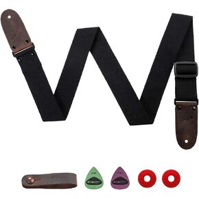 M33 Guitar Strap Black Set for Acoustic, Electric and Bass Guitar - 2 Inch Wide Guitar Belt Accessories Includes Button 2 Locks and 2 Picks. An awesome Gift for Men & Women Guitarists in Saudi Arabia
