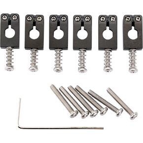 Musiclily Ultra 10.5mm Brass PRS Style Tremolo Bridge Saddles for Strat Style Electric Guitar, Black (Set of 6)