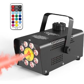آلة الضباب للهالوين من إليتك برو مع 8 أضواء ملونة RGB ، آلة دخان 500W 2000CFM مع جهاز تحكم لاسلكي عن بعد، رائعة لحفلات الهالوين والمنازل المسكونة والديكور المنزلي (أسود)