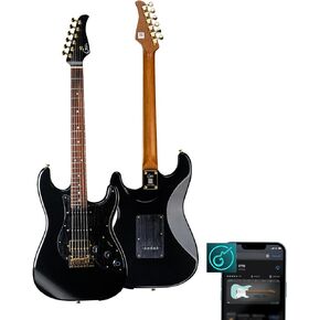 GTRS S900 Smart Electric Guitar Kit With UHF Wireless Transmitter, Practice Guitar Intelligent System With 126 Effects Types, 80s Loop, 40 Drummer, 10H Bettaty Life, 6 Strings, Right Hand(S900 Black)