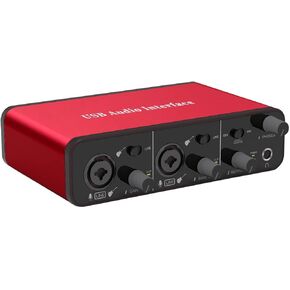 2i2 USB Audio Interface with 48V Phantom Power 24 Bit/192kHz with Pop Filter Support Smartphone，Tablet，PC， For the Guitarist/Vocalist/Podcaster/TikTok Anchor(No DAW Recording Software)