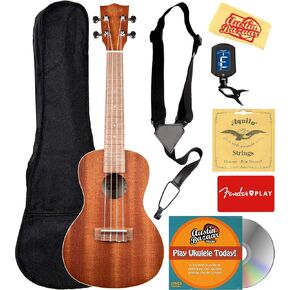 Kala KA-C Mahogany Concert Ukulele Bundle with Hard Case, Clip-On Tuner, Austin Bazaar Instructional DVD, and Polishing Cloth