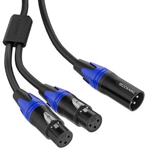 BEZOKABEL XLR Splitter, Balanced XLR Splitter Cable Male to 2 Female, XLR Y Splitter Cable 3-Pin - 1ft in Kuwait