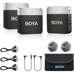 BOYA Wireless Lavalier Microphone 2.4GHz Duan Channel Wireless Micrrophone System with Transmitter and 1 Receiver for Camera iPhone Android Phone Video Recording YouTube Vlog Live Streaming (BY-M1V1) in Saudi Arabia