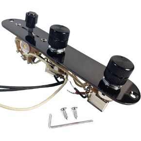 Prewired 9 Tone Guitar Control Plate Assembly, Loaded 3-way Blade Switch Double Push Pull Potentiometer Pot Speed Knobs to Flexible Pickups, Chrome-09B