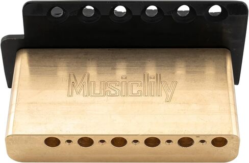 Musiclily Pro 52.5 ملم حديث 6 براغي جسر تريمولو 40 ملم كتلة نحاسية صلبة للجيتار الكهربائي على طراز Squier Strat، ذهبي in Kuwait