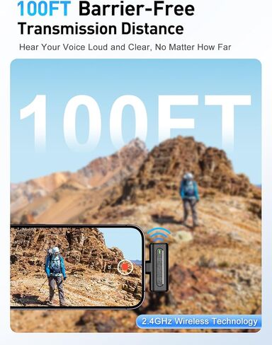 ميكروفون HOPTO لهاتف iPhone، 2 حزمة، ميكروفون Lavalier لاسلكي لهاتف iPhone مع حقيبة شحن، ميكروفون على شكل طية صدر السترة مع تقليل الضوضاء، ميكروفون صغير بجودة صوت رائعة للتسجيل/Vlog/Video/Live in Kuwait