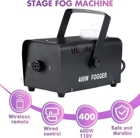 جهاز ضباب من ريتيسيه مكون من مجموعتين للهالوين مع 6 مصابيح LED ملونة وجهاز تحكم عن بعد لاسلكي مع سلك طاقة وجهاز استقبال ودليل لحفلات الزفاف تأثير مرحلة DJ (نمط أنيق، 500 واط) in Kuwait