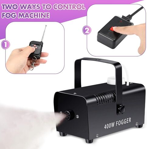 جهاز ضباب من ريتيسيه مكون من مجموعتين للهالوين مع 6 مصابيح LED ملونة وجهاز تحكم عن بعد لاسلكي مع سلك طاقة وجهاز استقبال ودليل لحفلات الزفاف تأثير مرحلة DJ (نمط أنيق، 500 واط) in Kuwait