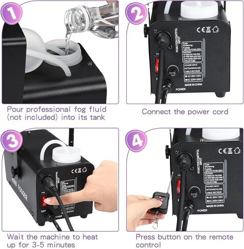 جهاز ضباب من ريتيسيه مكون من مجموعتين للهالوين مع 6 مصابيح LED ملونة وجهاز تحكم عن بعد لاسلكي مع سلك طاقة وجهاز استقبال ودليل لحفلات الزفاف تأثير مرحلة DJ (نمط أنيق، 500 واط) in Kuwait