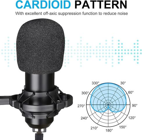 USB Condenser Microphone, Plug & Play Professional Cardioid Studio Mic Kit Shock Mount,Pop Filter and Adjustable Boom Arm for Recording Gaming Streaming YouTube Podcast Skype Voice Over Broadcasting in Saudi Arabia