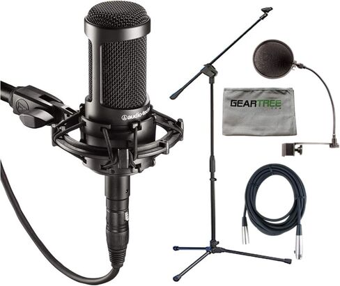 Audio Technica AT2035 Condenser Mic + Pop Filter + Mic Stand + XLR Cable in Saudi Arabia