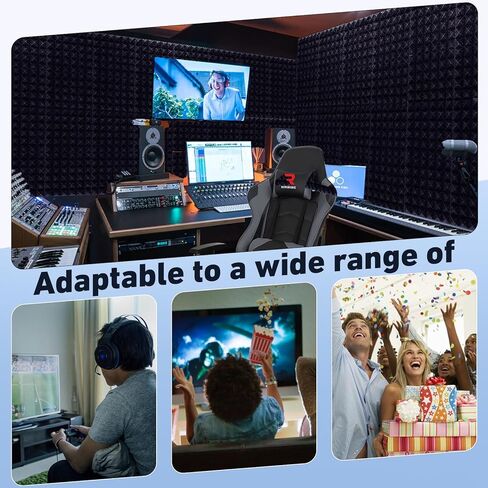 24 قطعة جميلة من الألواح الإسفنجية المقاومة للصوت للجدران، 30.48 سم × 30.48 سم × 5.08 سم، ألواح صوتية عالية الكثافة ومقاومة للحريق، ألواح ذاتية اللصق عازلة للصوت لاستوديو تسجيل المكاتب المنزلية in Kuwait