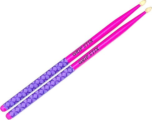 GRIP STIX بطول 15 بوصة باللون الوردي مع أعواد طبلة أرجوانية غير قابلة للانزلاق - مثالية لجميع أنواع الطبول، وتمارين القلب والتمارين الهوائية واللياقة البدنية in Kuwait