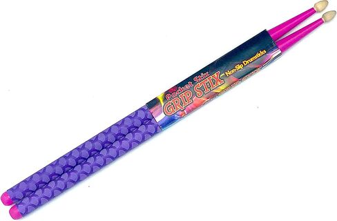 GRIP STIX بطول 15 بوصة باللون الوردي مع أعواد طبلة أرجوانية غير قابلة للانزلاق - مثالية لجميع أنواع الطبول، وتمارين القلب والتمارين الهوائية واللياقة البدنية in Kuwait