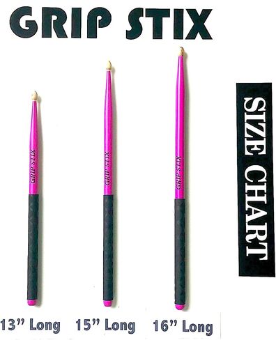 GRIP STIX بطول 15 بوصة باللون الوردي مع أعواد طبلة أرجوانية غير قابلة للانزلاق - مثالية لجميع أنواع الطبول، وتمارين القلب والتمارين الهوائية واللياقة البدنية in Kuwait