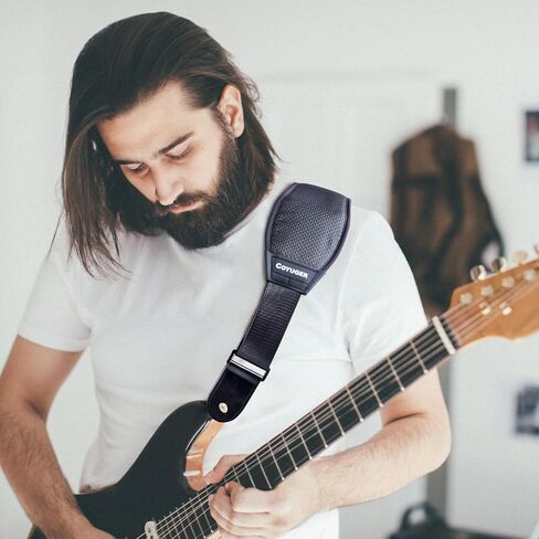 Coyuger Air Cell Guitar Strap for Electric & Bass with 3" Wide Neoprene Pad Guitar Strap Adjustable Length from 48" to 57", Gift for Guitar Players in Saudi Arabia