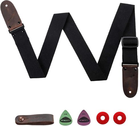 M33 Guitar Strap Black Set for Acoustic, Electric and Bass Guitar - 2 Inch Wide Guitar Belt Accessories Includes Button 2 Locks and 2 Picks. An awesome Gift for Men & Women Guitarists in Saudi Arabia