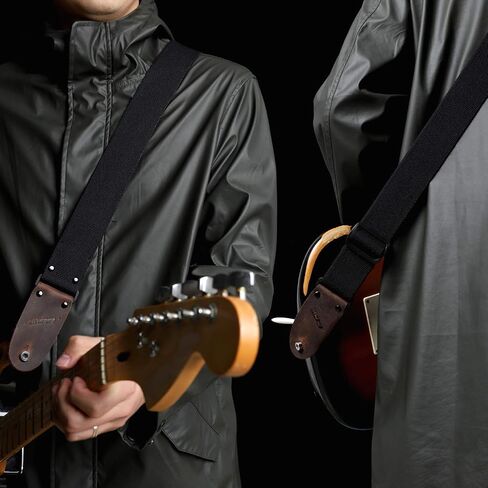 M33 Guitar Strap Black Set for Acoustic, Electric and Bass Guitar - 2 Inch Wide Guitar Belt Accessories Includes Button 2 Locks and 2 Picks. An awesome Gift for Men & Women Guitarists in Saudi Arabia
