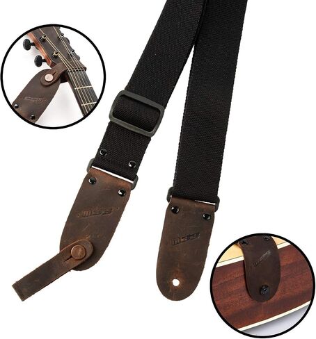 M33 Guitar Strap Black Set for Acoustic, Electric and Bass Guitar - 2 Inch Wide Guitar Belt Accessories Includes Button 2 Locks and 2 Picks. An awesome Gift for Men & Women Guitarists in Saudi Arabia