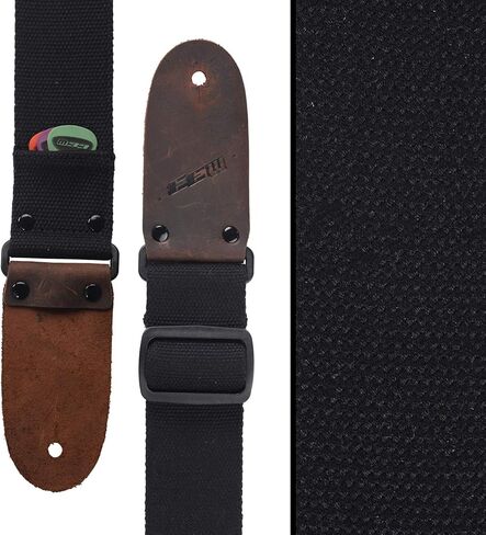 M33 Guitar Strap Black Set for Acoustic, Electric and Bass Guitar - 2 Inch Wide Guitar Belt Accessories Includes Button 2 Locks and 2 Picks. An awesome Gift for Men & Women Guitarists in Saudi Arabia