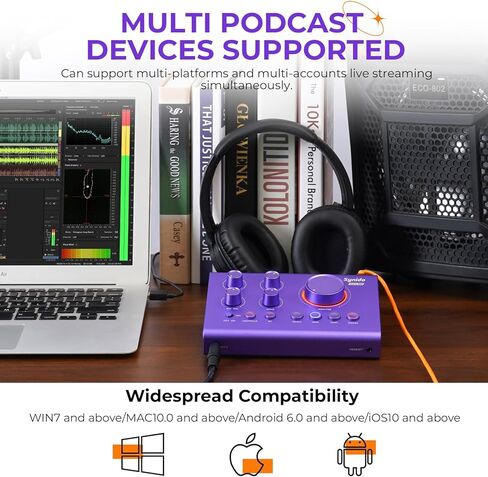 Synido Podcast Equipment Bundle, Audio Sound Card Aluminum Body for beginner with Microphone for Live Streaming, PC, Mac, Recording, Gaming, Guitar in Kuwait