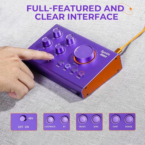 Synido Podcast Equipment Bundle, Audio Sound Card Aluminum Body for beginner with Microphone for Live Streaming, PC, Mac, Recording, Gaming, Guitar in Kuwait