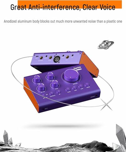 Synido Podcast Equipment Bundle, Audio Sound Card Aluminum Body for beginner with Microphone for Live Streaming, PC, Mac, Recording, Gaming, Guitar in Kuwait
