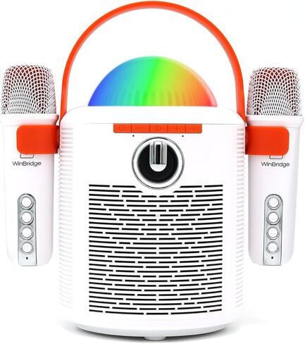 آلة كاريوكي مع 2 ميكروفونات لاسلكية، مكبر صوت بلوتوث محمول للبالغين والأطفال، أضواء LED، تأثيرات صوتية، كاريوكي منزلي للحفلات، رائعة in Kuwait