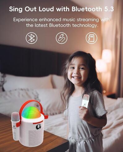 آلة كاريوكي مع 2 ميكروفونات لاسلكية، مكبر صوت بلوتوث محمول للبالغين والأطفال، أضواء LED، تأثيرات صوتية، كاريوكي منزلي للحفلات، رائعة in Kuwait