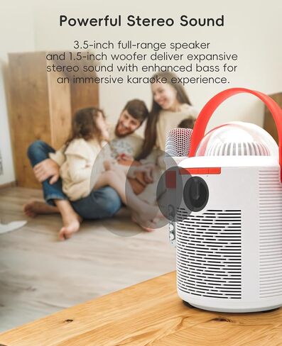 آلة كاريوكي مع 2 ميكروفونات لاسلكية، مكبر صوت بلوتوث محمول للبالغين والأطفال، أضواء LED، تأثيرات صوتية، كاريوكي منزلي للحفلات، رائعة in Kuwait