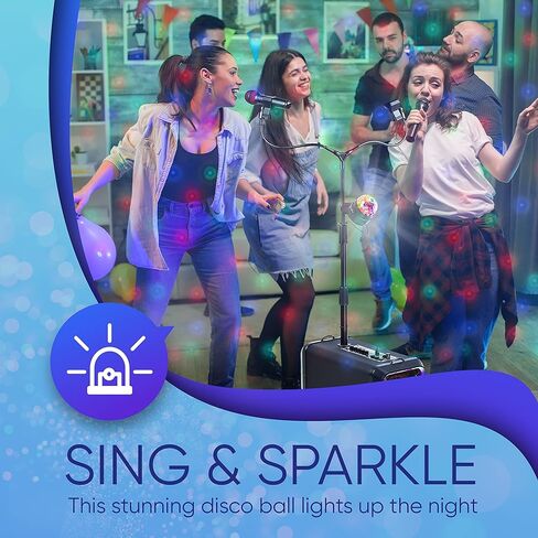 جهاز كاريوكي بلوتوث من ماسينجو للبالغين والأطفال - 2 ميكروفونات كاريوكي لاسلكية مع حامل ميكروفون ثنائي - نظام مكبر صوت PA محمول، كرة ديسكو، أضواء الحفلات، كابل تلفزيون ووصلة جيتار - Lento X5 in Kuwait