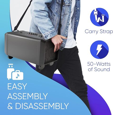 جهاز كاريوكي بلوتوث من ماسينجو للبالغين والأطفال - 2 ميكروفونات كاريوكي لاسلكية مع حامل ميكروفون ثنائي - نظام مكبر صوت PA محمول، كرة ديسكو، أضواء الحفلات، كابل تلفزيون ووصلة جيتار - Lento X5 in Kuwait