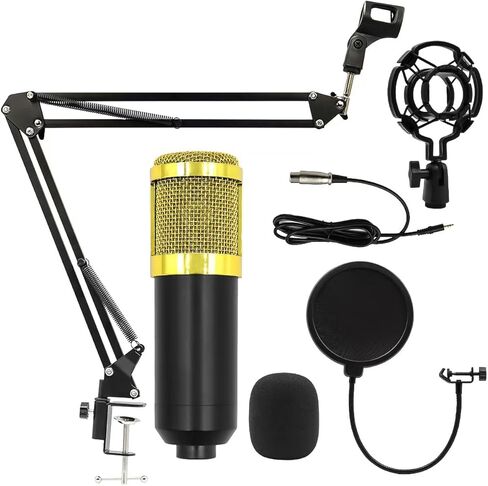 Elimavi USB Microphone, Plug & Play PC Computer Podcast Condenser Cardioid Metal Mic Kit with Professional Sound Chipset for Recording, Gaming, Singing, YouTube in Kuwait