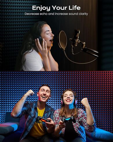 الواح فوم عازلة للصوت 18 قطعة مقاس 12 انش × 10 انش × 0.4 انش - الواح صوتية ذاتية اللصق، مقاومة للاشتعال، تصميم سداسي أنيق، رائعة لتقليل الضوضاء والقضاء على الصدى (NRC>0.9) in Kuwait