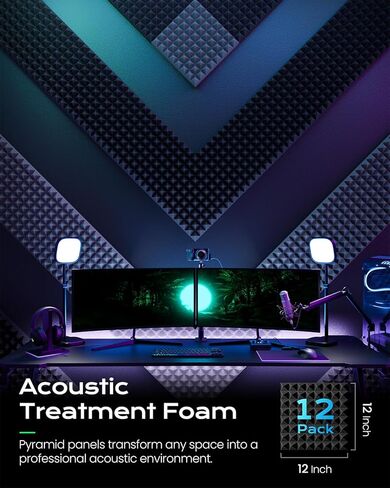 الواح فوم عازلة للصوت 18 قطعة مقاس 12 انش × 10 انش × 0.4 انش - الواح صوتية ذاتية اللصق، مقاومة للاشتعال، تصميم سداسي أنيق، رائعة لتقليل الضوضاء والقضاء على الصدى (NRC>0.9) in Kuwait