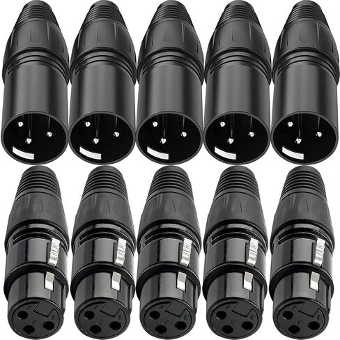 DKARDU 10PCS 3 Pin XLR Solder Connector, 5 Male and 5 Female XLR Mic Snake Plug, Microphone Audio Socket for High Conductivity and Ultra-Low Noise in Saudi Arabia