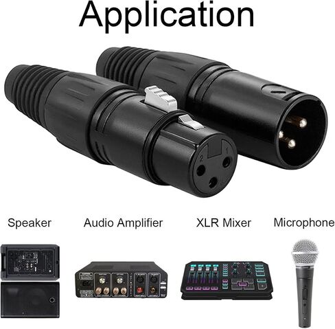 DKARDU 10PCS 3 Pin XLR Solder Connector, 5 Male and 5 Female XLR Mic Snake Plug, Microphone Audio Socket for High Conductivity and Ultra-Low Noise in Saudi Arabia