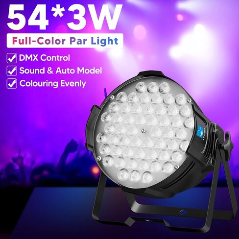 Big Dipper DJ Stage Lights DMX Sound Activated LED Par Light 54x3W RGB Stage Lighting Uplights for Parties, Concert, Band, Theater, Wedding, Club, Bar, Church, 4 Pack in Kuwait
