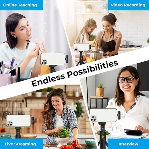 ميكروفون لاسلكي صغير الحجم لأجهزة iPhone وiPad - ميكروفون احترافي مثبت على طية الصدر للبودكاست والغناء والأطفال - لاسلكي متعدد الاتجاهات لتقليل الضوضاء وتسجيل مكثف Denoise in Kuwait
