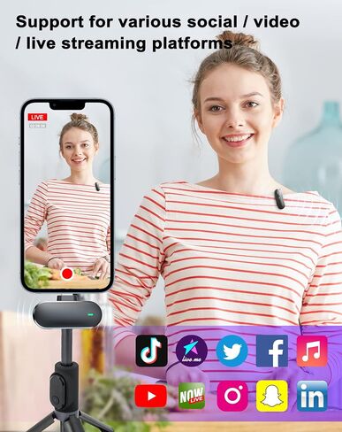 ميكروفون VIOK اللاسلكي لجهاز iPhone iPad، 2 ميكروفون صغير مع علبة شحن، 2.4G تأخير منخفض جدًا 90 قدمًا ميكروفون لاسلكي لتسجيل الفيديو، مدونة فيديو، مقابلة، Tiktok، YouTube in Saudi Arabia