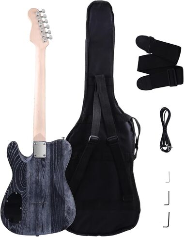 جيتار كهربائي Sunsmile بالحجم الكامل مع جسم رماد وعنق خشب القيقب الصلب ولوحة أصابع التقاطات H-H وجسر ثابت مثبت بمسامير من الكروم مع حقيبة وحزام. in Kuwait